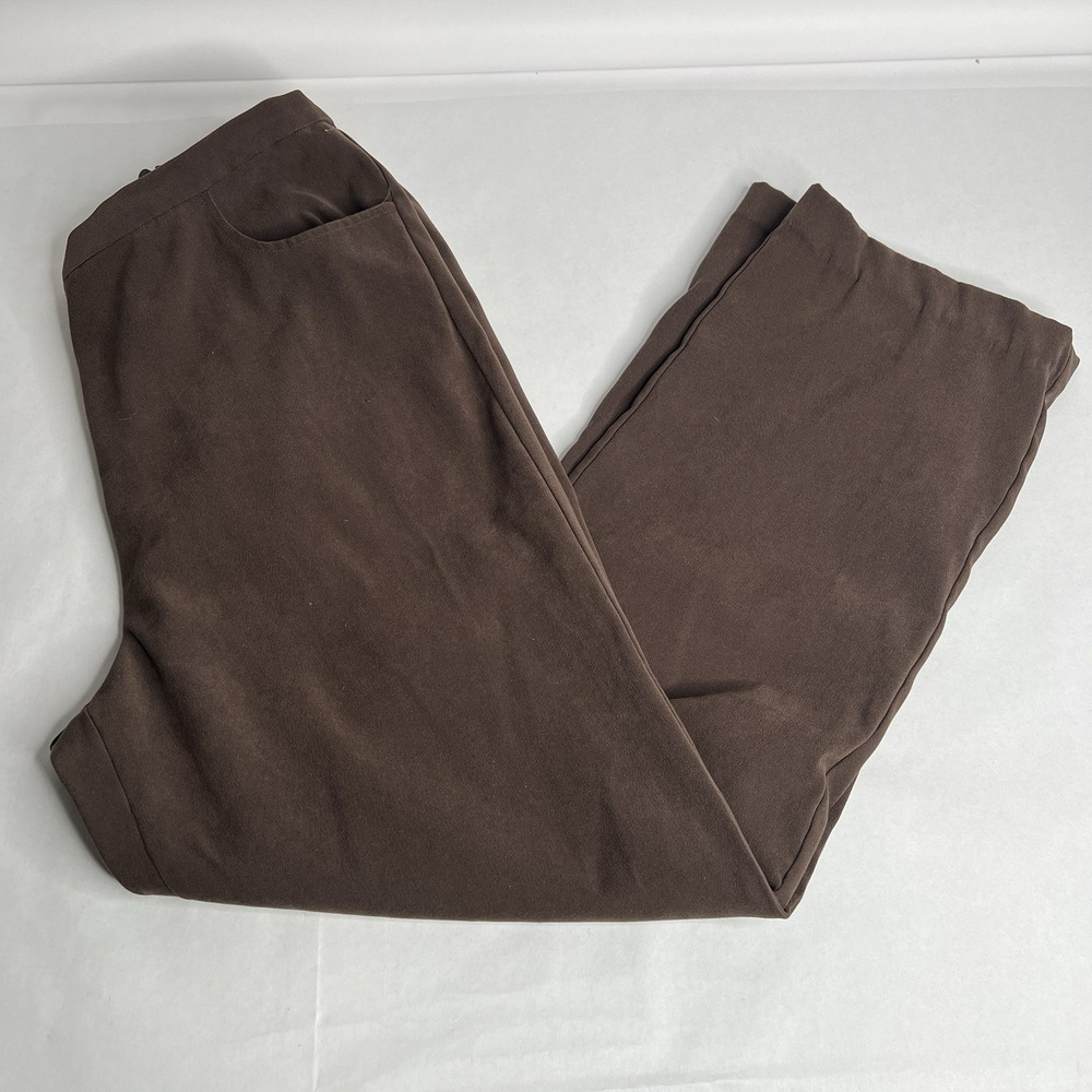 Susan‎ Graver Style M Brown Trousers Button Closure Elastic Waist A 69209